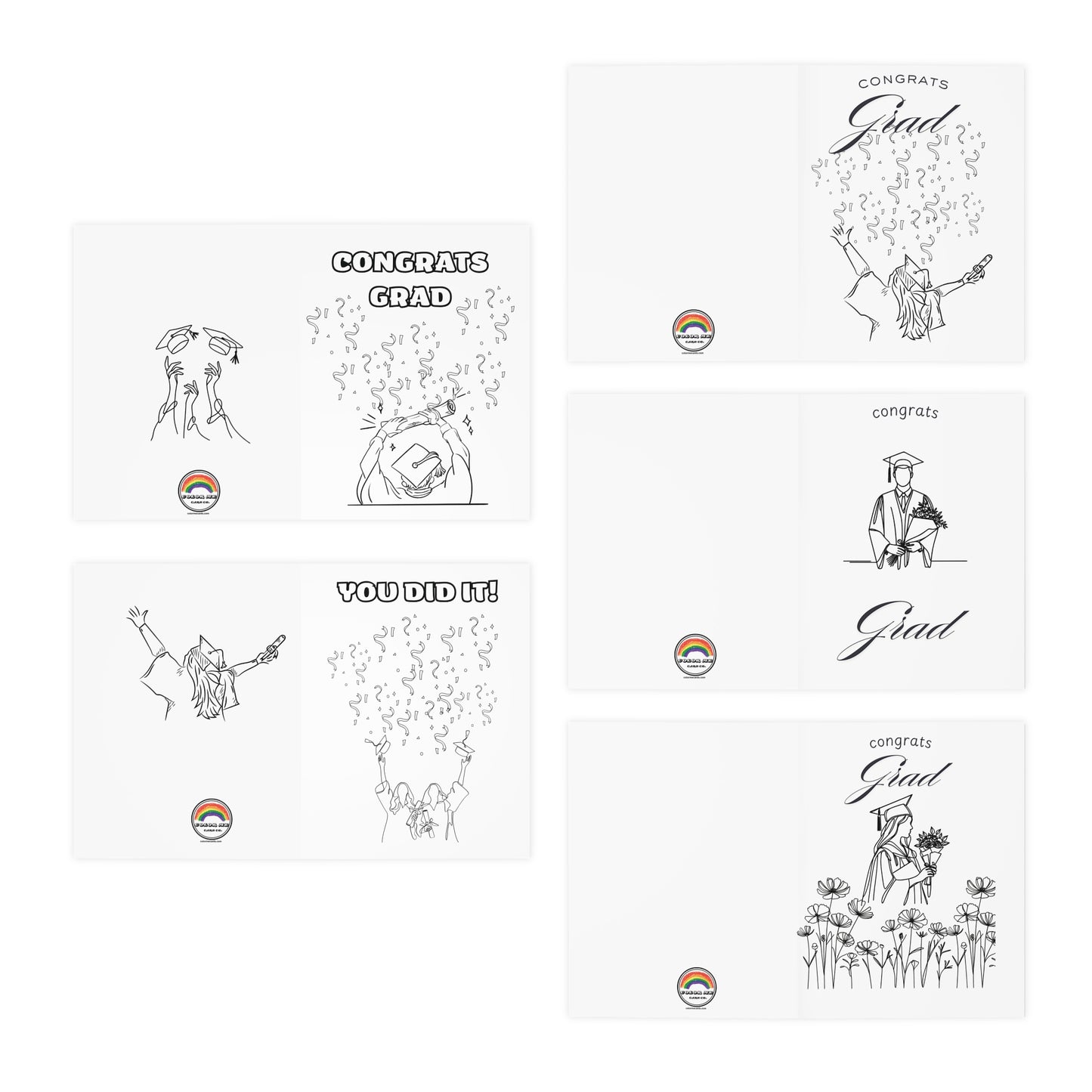 Color Me Graduation Card Set, Multi-Design Cards for Graduations 5-Pack