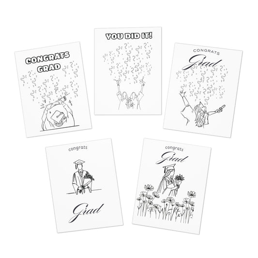 Color Me Graduation Card Set, Multi-Design Cards for Graduations 5-Pack