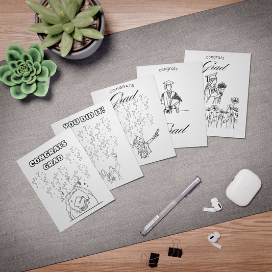 Color Me Graduation Card Set, Multi-Design Cards for Graduations 5-Pack